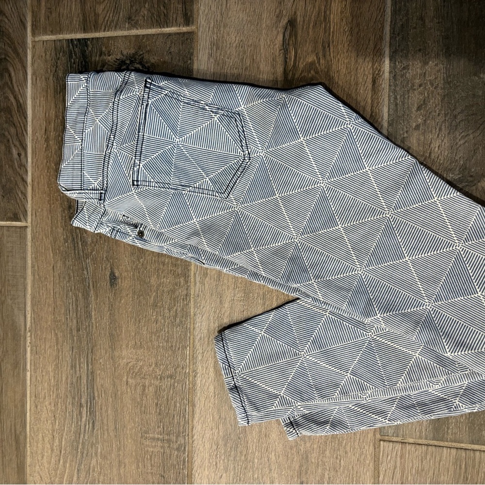 Current/Elliott Blue and White Slim Jeans with Modern Style